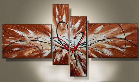 Modern Abstract Art, Bedroom Canvas Painting, Abstract Painting on Canvas, 4 Piece Abstract Art, Dining Room Wall Art for Sale-Paintingforhome