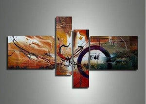Large Canvas Painting, Abstract Acrylic Painting, Modern Canvas Art Paintings, 4 Piece Abstract Art, Dining Room Wall Art Paintings-Paintingforhome
