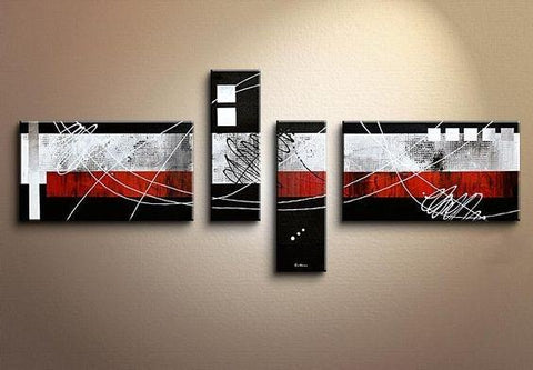 Modern Canvas Art Paintings, Large Abstract Painting for Living Room, Oil Painting on Canvas, Black and Red Canvas Painting, Modern Painting for Sale-Paintingforhome