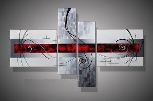 Simple Canvas Wall Art Ideas, Huge Canvas Art, Large Abstract Art for Living Room, 4 Piece Canvas Art, Abstract Oil Painting, Contemporary Wall Art Paintings-Paintingforhome