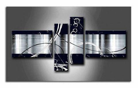 Huge Art, Black and White Large Canvas Art, Abstract Art, 4 Piece Canvas Art, Abstract Painting, Contemporary Wall Art-Paintingforhome