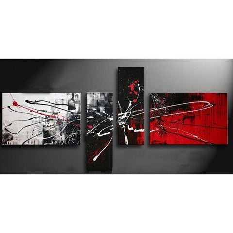 Abstract Painting for Sale, Modern Abstract Paintings, Black and Red Canvas Wall Art, Modern Wall Art Paintings for Living Room-Paintingforhome