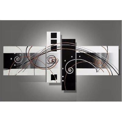 Simple Wall Art for Sale, Black and White Canvas Art, 4 Piece Canvas Paintings, Abstract Oil Painting, Contemporary Wall Art for Bedroom-Paintingforhome