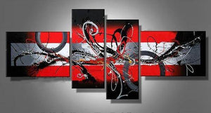 Simple Abstract Canvas Art, Black and Red Wall Art Paintings, Large Modern Paintings on Canvas, Extra Large Canvas Painting-Paintingforhome