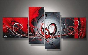 Simple Abstract Painting, Modern Abstract Paintings, Black and Red Wall Art Paintings, Living Room Canvas Painting, Buy Art Online-Paintingforhome