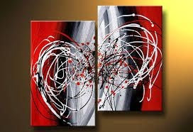 Wall Art, Wall Hanging, Large Art, Black and Red Canvas Painting, Abstract Art, Bedroom Wall Art-Paintingforhome