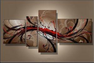 Wall Hanging, Extra Large Painting, Living Room Wall Art, 4 Panel Modern Art, Extra Large Art-Paintingforhome