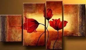 Abstract Art Set, Living Room Wall Art, Extra Large Painting, 4 Piece Abstract Painting, Flower Art, Contemporary Artwork-Paintingforhome