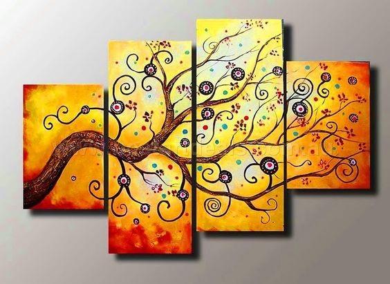 Abstract Art Painting, Large Painting on Canvas, Tree of Life Canvas Art, Bedroom Canvas Paintings, 4 Piece Canvas Art, Buy Paintings Online-Paintingforhome