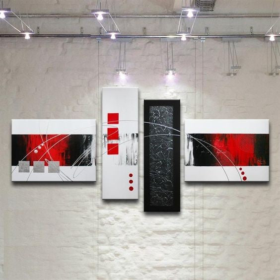 Large Wall Art, Abstract Art, Canvas Art Painting, Acrylic Art, 4 Panel Wall Art, Canvas Painting, 100% Hand Painted Art-Paintingforhome
