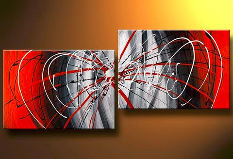 Large Art, Black and Red Canvas Painting, Abstract Art, Wall Art, Wall Hanging, Bedroom Wall Art-Paintingforhome