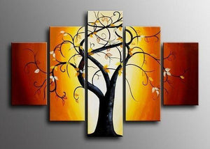 Abstract Canvas Painting, Extra Large Wall Art Paintings for Living Room, 5 Piece Canvas Paintings, Tree of Life Painting, Buy Paintings Online-Paintingforhome