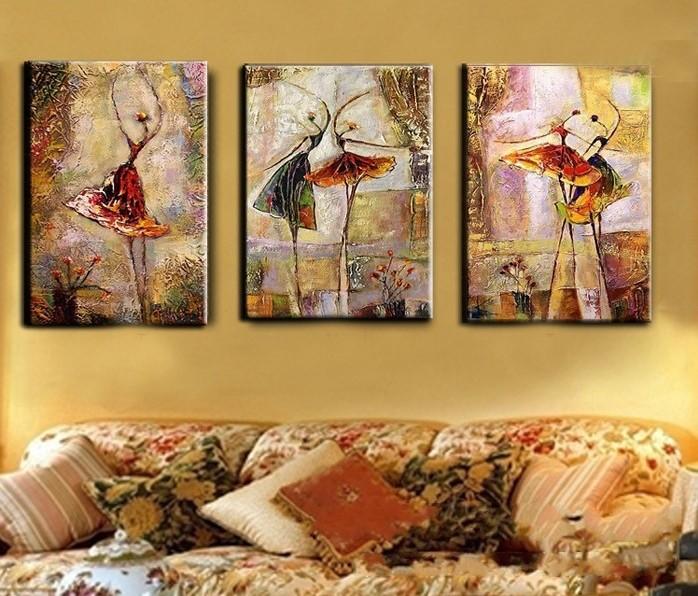 Abstract Acrylic Paintings, Ballet Dancer Painting, Canvas Painting for Bedroom, 3 Panel Wall Art Paintings, Large Painting on Canvas-Paintingforhome