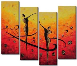 Ready to Hang Painting, Abstract Modern Art, Bedroom Wall Paintings, Abstract Figure Art, Abstract Painting on Canvas, 4 Piece Wall Art Ideas-Paintingforhome