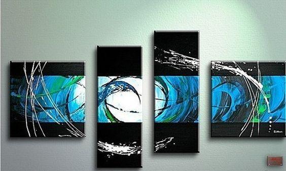 Modern Art, Living Room Wall Decor, 4 Piece Canvas Painting, Abstract Wall Art, Extra Large Art, Art on Canvas-Paintingforhome