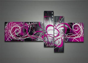 Purple and Black Abstract Art, Abstract Painting, Huge Wall Art, Acrylic Art, 5 Piece Wall Painting, Hand Painted Art, Group Painting-Paintingforhome