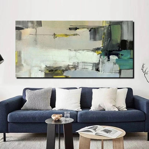 Acrylic Abstract Painting Behind Sofa, Large Painting on Canvas, Living Room Wall Art Paintings, Buy Paintings Online, Acrylic Painting for Sale-Paintingforhome