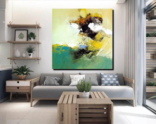 Acrylic Painting for Bedroom, Modern Canvas Painting, Contemporary Artwork, Green Abstract Acrylic Paintings, Hand Painted Canvas Art-Paintingforhome