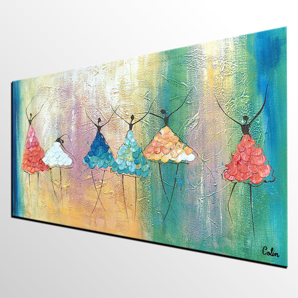 Simple Wall Art Ideas for Living Room, Ballet Dancer Painting, Large Acrylic Painting, Custom Canvas Painting, Modern Abstract Painting-Paintingforhome