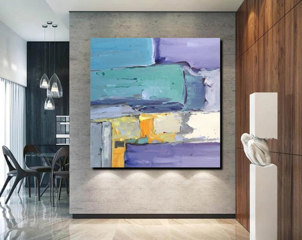 Canvas Painting for Living Room, Simple Modern Paintings, Blue Abstract Modern Paintings, Acrylic Painting on Canvas, Hand Painted Canvas Art-Paintingforhome