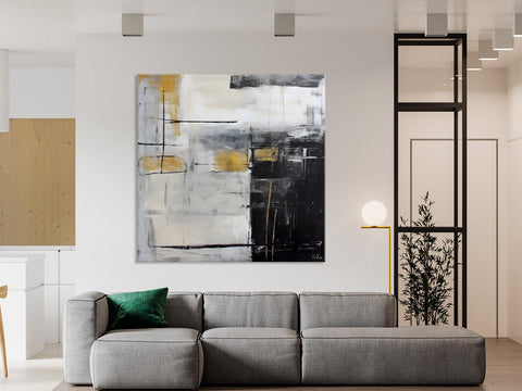 Simple Modern Original Artwork, Large Paintings for Bedroom, Abstract Landscape Painting on Canvas, Oversized Contemporary Wall Art Paintings-Paintingforhome