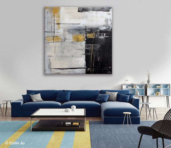 Simple Modern Original Artwork, Large Paintings for Bedroom, Abstract Landscape Painting on Canvas, Oversized Contemporary Wall Art Paintings-Paintingforhome