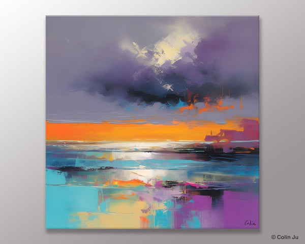 Huge Painting for Living Room, Original Landscape Canvas Art, Contemporary Oil Painting on Canvas, Oversized Landscape Wall Art Paintings-Paintingforhome