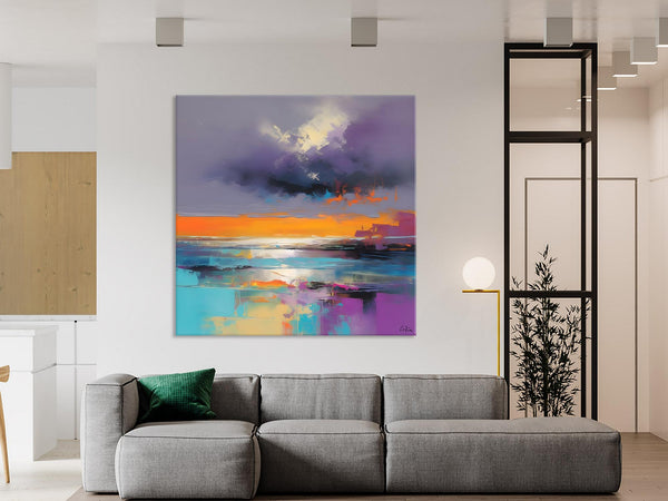 Huge Painting for Living Room, Original Landscape Canvas Art, Contemporary Oil Painting on Canvas, Oversized Landscape Wall Art Paintings-Paintingforhome