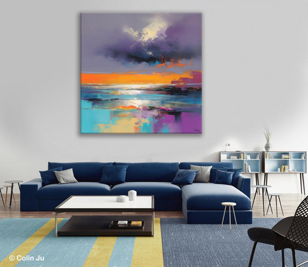 Huge Painting for Living Room, Original Landscape Canvas Art, Contemporary Oil Painting on Canvas, Oversized Landscape Wall Art Paintings-Paintingforhome