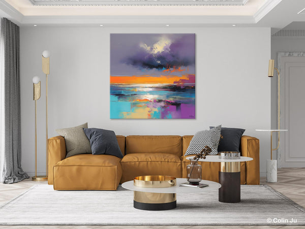 Huge Painting for Living Room, Original Landscape Canvas Art, Contemporary Oil Painting on Canvas, Oversized Landscape Wall Art Paintings-Paintingforhome