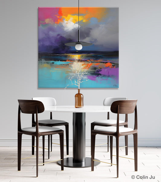 Contemporary Oil Painting on Canvas, Heavy Texture Canvas Art, Original Landscape Canvas Art, Oversized Landscape Wall Art Paintings-Paintingforhome