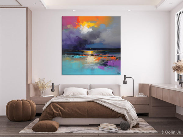 Contemporary Oil Painting on Canvas, Heavy Texture Canvas Art, Original Landscape Canvas Art, Oversized Landscape Wall Art Paintings-Paintingforhome