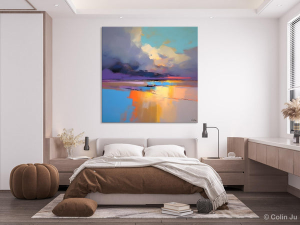 Simple Modern Art, Original Landscape Wall Art, Landscape Oil Paintings, Landscape Canvas Art, Abstract Landscape Painting for Living Room-Paintingforhome