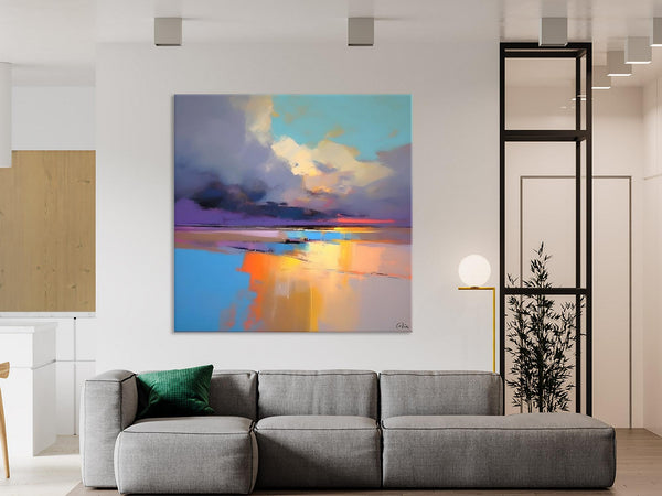 Simple Modern Art, Original Landscape Wall Art, Landscape Oil Paintings, Landscape Canvas Art, Abstract Landscape Painting for Living Room-Paintingforhome