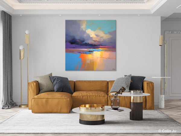 Simple Modern Art, Original Landscape Wall Art, Landscape Oil Paintings, Landscape Canvas Art, Abstract Landscape Painting for Living Room-Paintingforhome