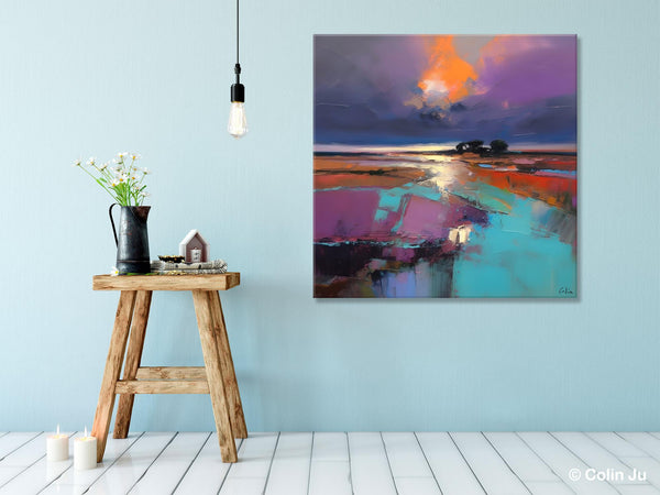 Canvas Painting for Living Room, Original Modern Wall Art Painting, Abstract Landscape Paintings, Oversized Contemporary Abstract Artwork-Paintingforhome