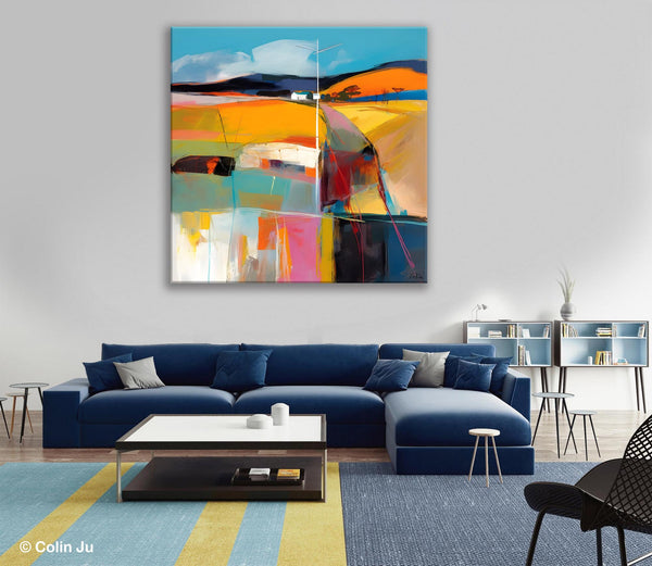 Acrylic Painting for Living Room, Contemporary Abstract Landscape Artwork, Oversized Wall Art Paintings, Original Modern Paintings on Canvas-Paintingforhome