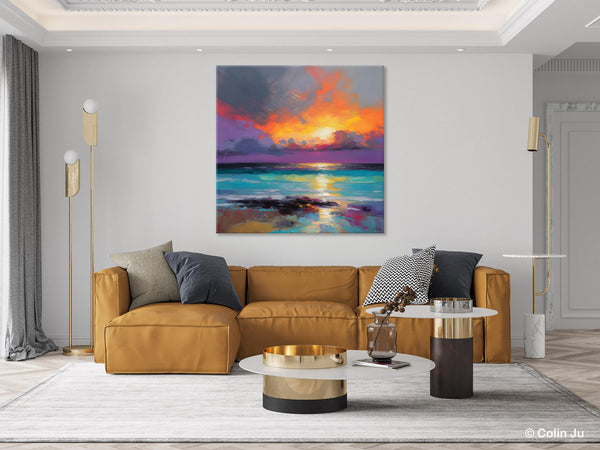 Extra Large Modern Wall Art, Landscape Canvas Paintings for Dining Room, Acrylic Painting on Canvas, Original Landscape Abstract Painting-Paintingforhome