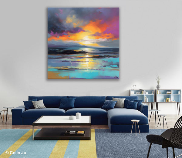 Large Art Painting for Living Room, Original Landscape Canvas Art, Contemporary Acrylic Painting on Canvas, Oversized Landscape Wall Art Paintings-Paintingforhome