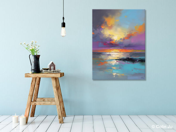 Oil Painting on Canvas, Extra Large Modern Wall Art, Landscape Canvas Paintings for Dining Room, Original Landscape Abstract Painting-Paintingforhome