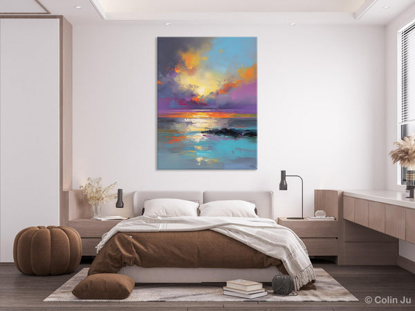 Oil Painting on Canvas, Extra Large Modern Wall Art, Landscape Canvas Paintings for Dining Room, Original Landscape Abstract Painting-Paintingforhome