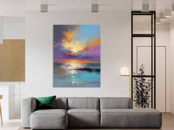 Oil Painting on Canvas, Extra Large Modern Wall Art, Landscape Canvas Paintings for Dining Room, Original Landscape Abstract Painting-Paintingforhome