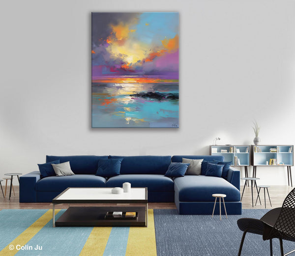Oil Painting on Canvas, Extra Large Modern Wall Art, Landscape Canvas Paintings for Dining Room, Original Landscape Abstract Painting-Paintingforhome