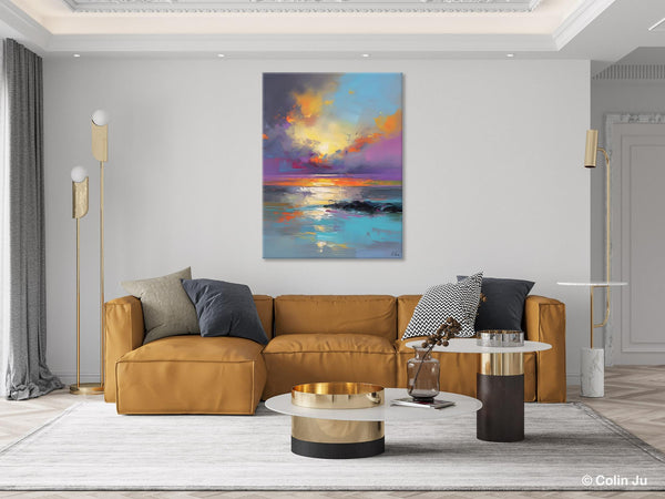 Oil Painting on Canvas, Extra Large Modern Wall Art, Landscape Canvas Paintings for Dining Room, Original Landscape Abstract Painting-Paintingforhome