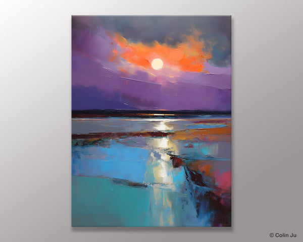 Extra Large Modern Wall Art, Landscape Canvas Paintings for Dining Room, Oil Painting on Canvas, Original Landscape Abstract Painting-Paintingforhome