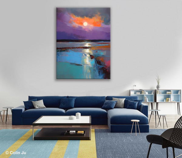 Extra Large Modern Wall Art, Landscape Canvas Paintings for Dining Room, Oil Painting on Canvas, Original Landscape Abstract Painting-Paintingforhome
