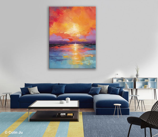 Modern Landscape Paintings, Oversized Contemporary Canvas Paintings, Extra Large Canvas Painting for Living Room, Original Canvas Wall Art-Paintingforhome