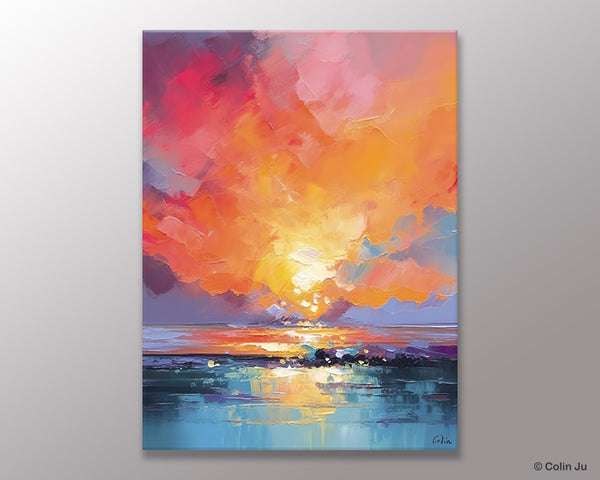 Palette Knife Canvas Art, Modern Landscape Paintings, Oversized Contemporary Canvas Paintings, Extra Large Canvas Painting for Living Room-Paintingforhome
