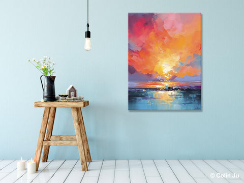 Palette Knife Canvas Art, Modern Landscape Paintings, Oversized Contemporary Canvas Paintings, Extra Large Canvas Painting for Living Room-Paintingforhome