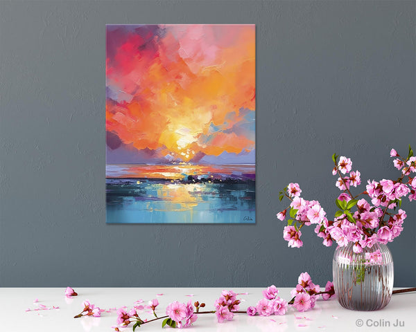 Palette Knife Canvas Art, Modern Landscape Paintings, Oversized Contemporary Canvas Paintings, Extra Large Canvas Painting for Living Room-Paintingforhome